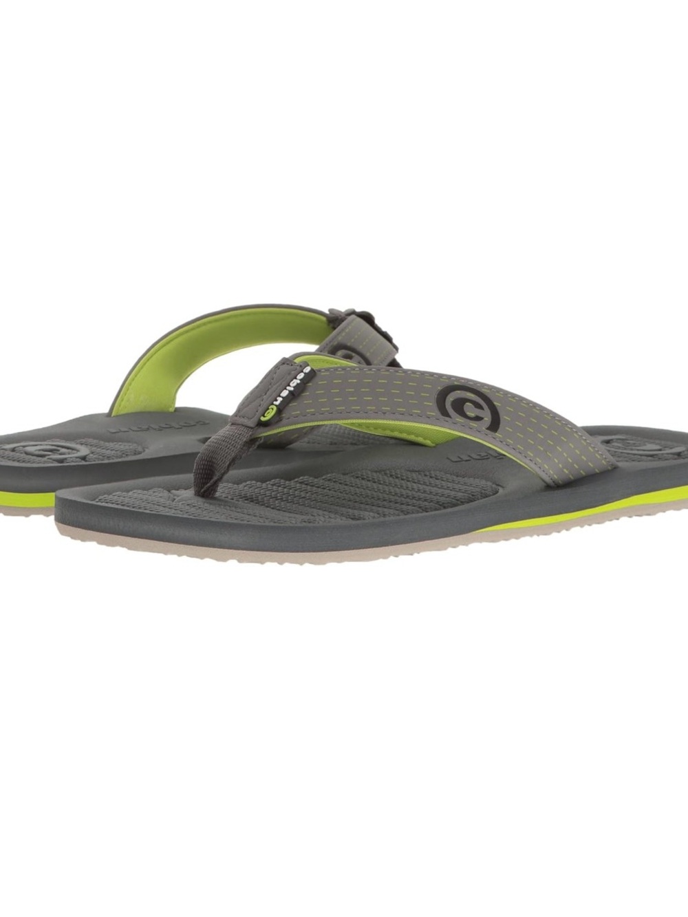 Cobian Men’s Grey and Lime Green Flip Flops